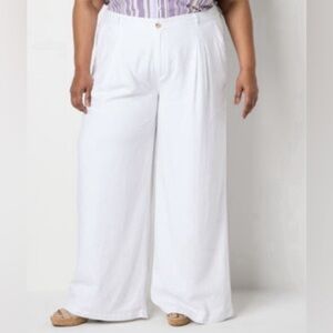Liz Claiborne wide leg high-rise fully lined linen pants